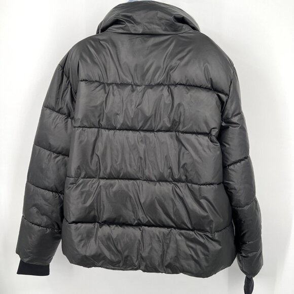 NOIZE Cruelty Free Bianca Puffer Jacket Black Vegan Silver Lined Size XL - Picture 7 of 13